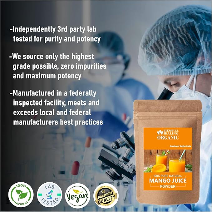 Blessfull Healing Organic Mango Juice Powder 100% Pure Natural 100 Gram / 3.52 oz