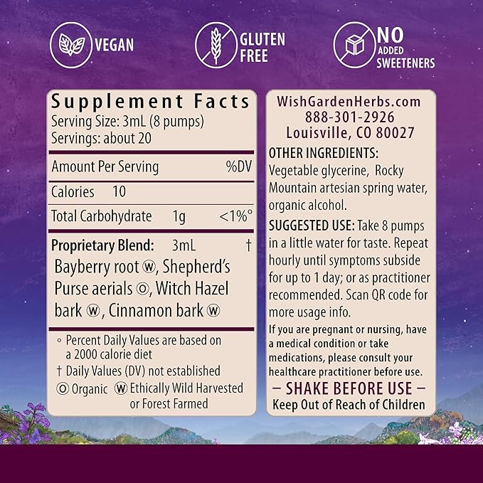 WishGarden Herbs Flow Stopper Lingering Cycle (Wombstringe) - Plant-Based Herbal Formula w/Shepherd's Purse &amp Witch Hazel Moderates Breatkthrough Bleeding Blood Flow &amp Spotting Between Cycle