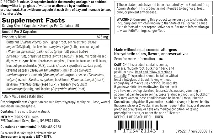 Klaire Labs SFI Health Colon Cleanse - Proprietary Botanical Probiotic &amp Digestive Enzyme Blend for Gentle Colon Support (100 Capsules)