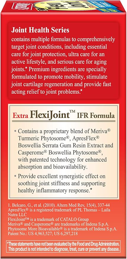 CATALO Extra FlexiJoint IFR Formula – with Meriva Turmeric Phytosome ApresFlex &amp Casperome Boswellia – 60 Capsules