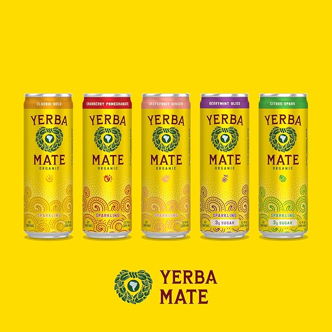 Yerba Madre Organic Sparkling Yerba Mate Berrymint Bliss Low Sugar 80mg Natural Caffeine Smooth Energy &amp Focus Carbonated 12 Oz (Pack of 12) (Packaging May Vary)