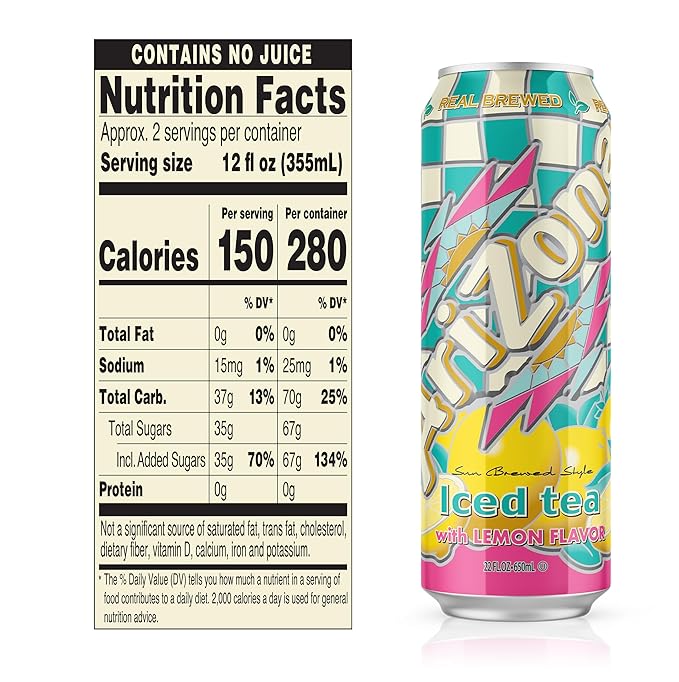 AriZona Lemon Tea - Big Can 22 Fl Oz (Pack of 24)