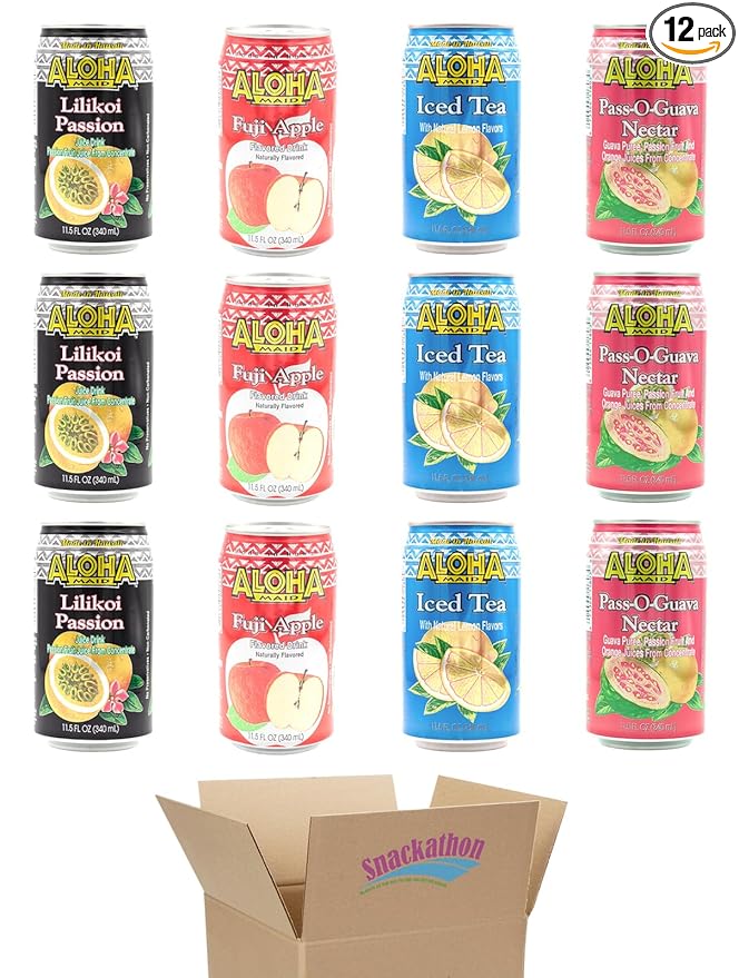 Aloha Maid Drinks Signature Variety 3 Cans per Flavor Total 12 Cans