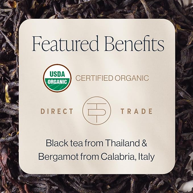 Rishi Tea Earl Grey Tea - Organic Loose Leaf Pure Black Tea with Bergamot Oil Energizing &amp Caffeinated - 16 Ounces 50+ Servings