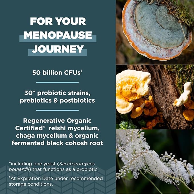 Ancient Nutrition Regenerative Organic Certified Probiotics for Menopause Support Probiotics Menopause Support Healthy Digestion and Women’s Health Support 50 Billion CFUs* Per Serving 60 Count