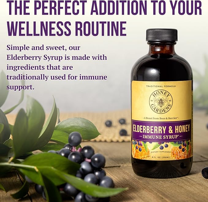 ZAND Elderberry &amp Honey Immune Syrup - Black Elderberry Syrup for Adults &amp Kids Natural Throat Defense Wellness Supplement with Propolis &amp Organic Apple Cider Vinegar - 8 Fl Oz