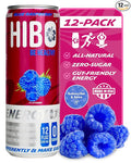 HIBO Healthy Energy Drinks Sugar Free – Gluten-Free &amp Gut-Friendly Prebiotic Fiber w/140mg Caffeine &amp 60mg Green Coffee Extract Electrolytes – Supports Immunity &amp Focus - Pack of 12 Blue