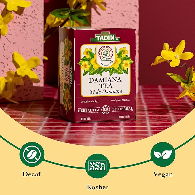 Tadin Damiana Tea Herbal Tea Caffeine Free 24 Tea Bags Per Box Pack of 6