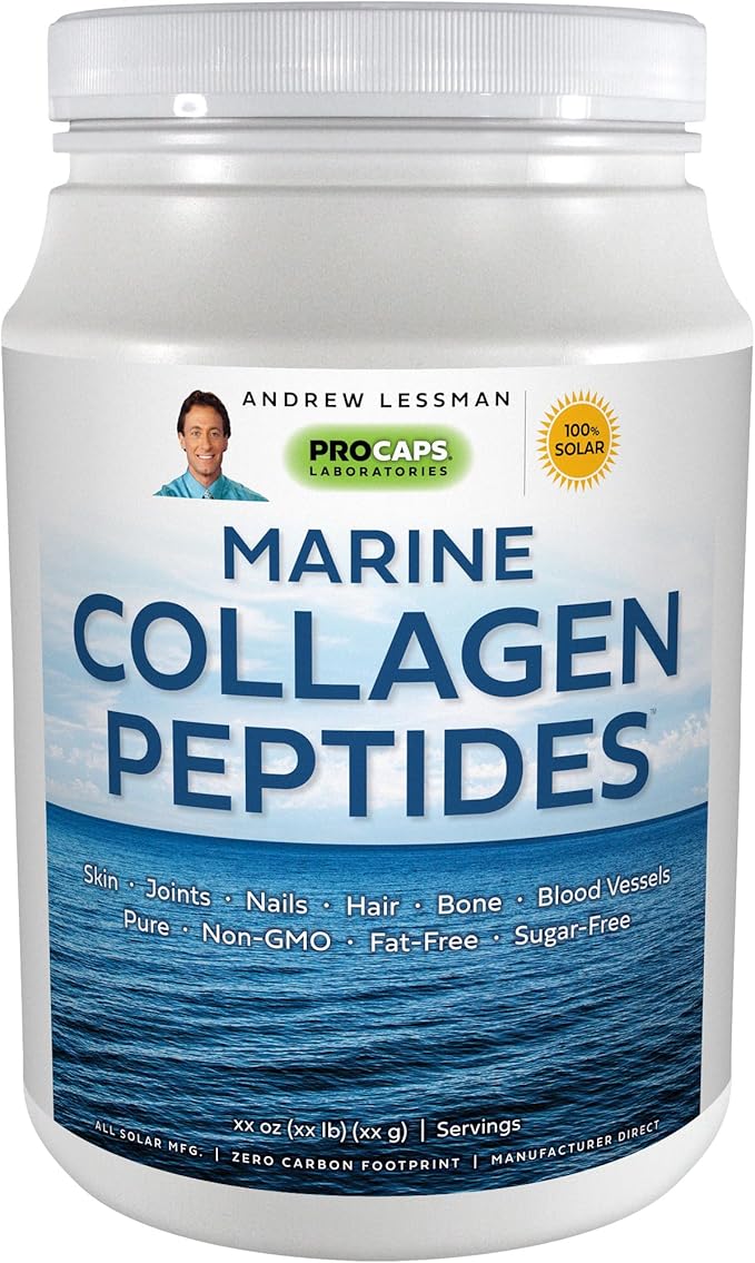 ANDREW LESSMAN Marine Collagen Peptides 30 Servings - Supports Radiant Smooth Soft Skin Comfortable Joints. Pure. Super Soluble No Fishy Flavor No Additives Non-GMO
