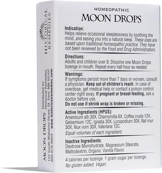 Moon Drops Sleep Aid Lozenges (6 Pack) | Homeopathic Vanilla Flavor Supplement Non-Habit Forming Vegan Gluten-Free Sleep Support Including Coffea Cruda 12X