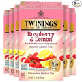 Twinings Raspberry &amp Lemon Herbal Tea Individually Wrapped Bags 20 Count (Pack of 6) Fruity &amp Zesty Naturally Caffeine-Free Enjoy Hot or Iced 120 Teabags