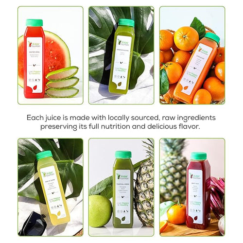 5 Day Juice Cleanse by Raw Fountain Tropical Flavors All Natural Raw Cold Pressed Fruit and Vegetable Juices Detox Cleanse Kosher Vegan NO Sugar Added 30 Bottles 12oz