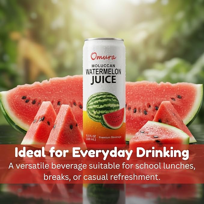 Omura Pack of 24 Watermelon Juice Drink Refreshing Watermelon Beverage with Natural Sweetness Non-GMO 11.3 Fl Oz (24-Pack)
