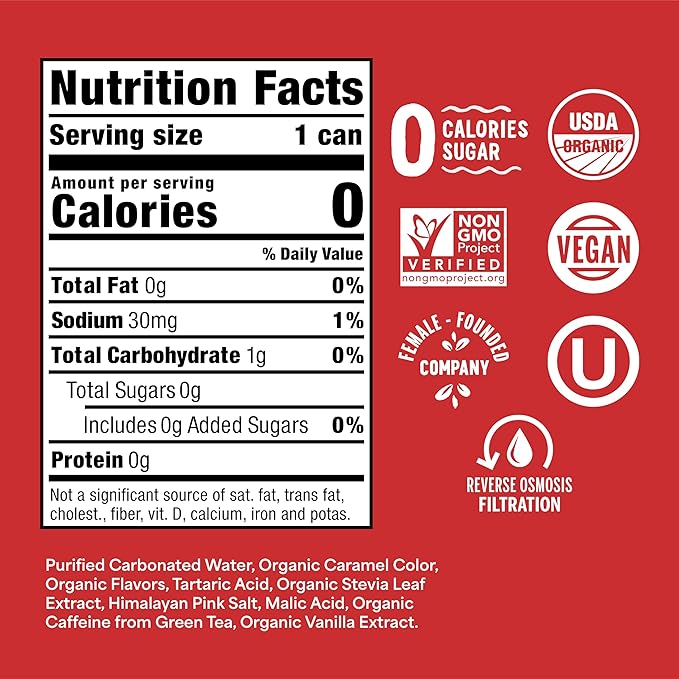 Nixie Organic Zero Sugar Soda Cream Soda &amp Classic Cola 0 Sugar 0 Calories Healthy Soda Pop Non-GMO 12oz Cans (24 Pack)