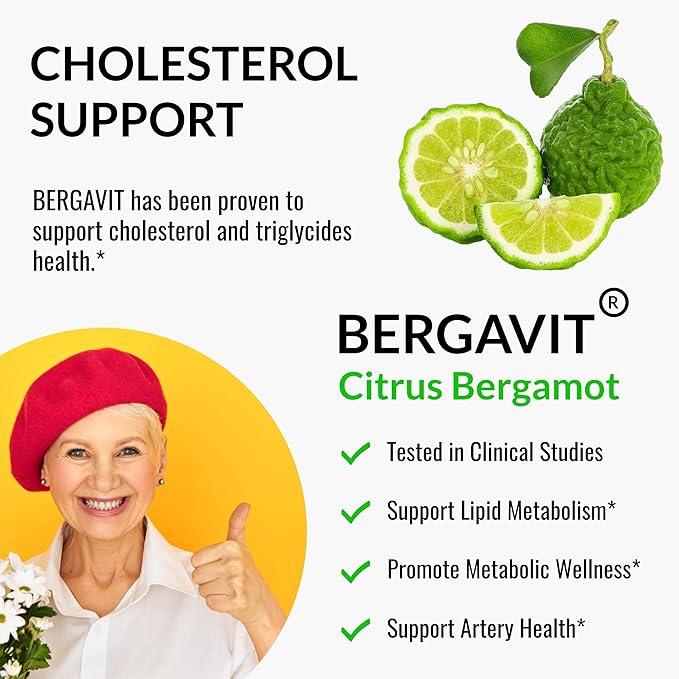 UpNourish Plant Sterols Citrus Bergamot Supplement for High Cholesterol with CoQ10 Omega 3 Olive Leaf Turmeric Curcumin Black Garlic and Niacin - 120 Softgels