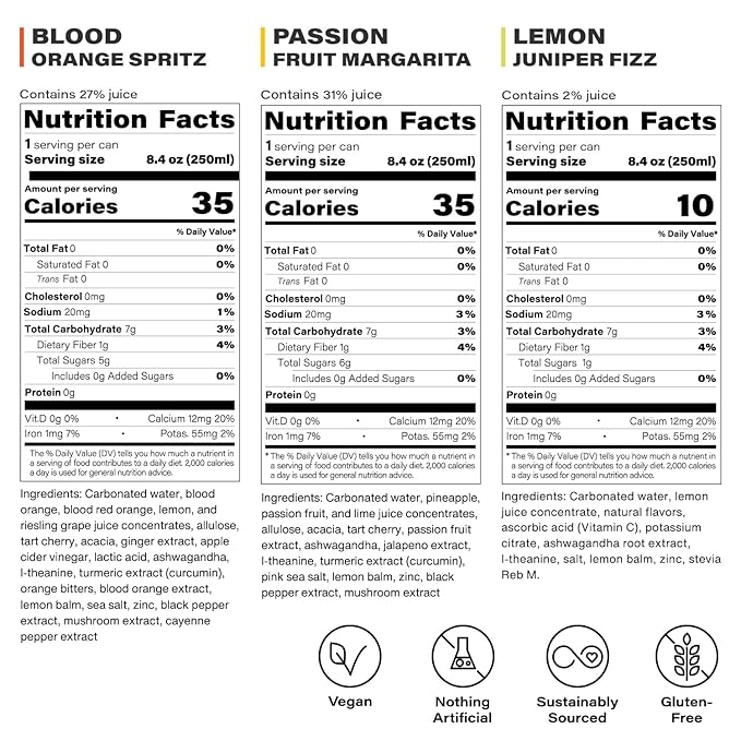 Peak Cocktails Non-Alcoholic Cocktail | Adaptogens Nootropics Superfoods for Calm Recovery and Sleep | Ashwagandha Tart Cherry L-Theanine | Mixologist-crafted | 8.4 oz 48-Pack