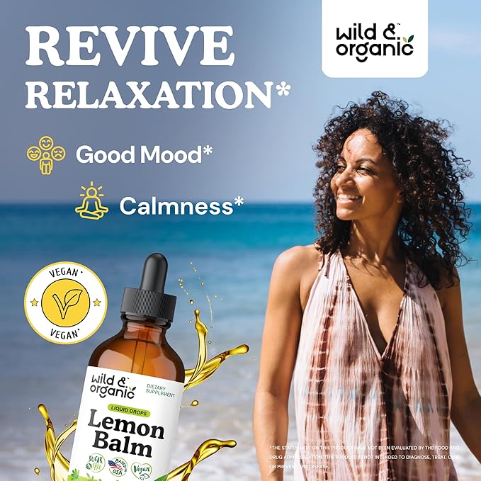 Wild &amp Organic Motherwort 180 Capsules &amp Lemon Balm Tincture 4 fl oz