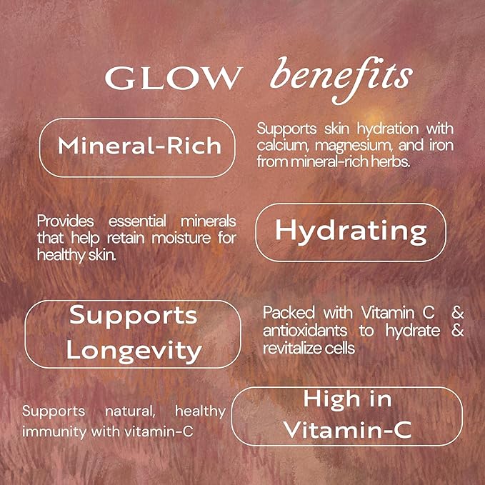 Glow Herbal Tea by Mindful Moon – Vitality &amp Wellness Blend with Hibiscus Moringa &amp Rosehip – Caffeine-Free Loose Leaf (Large)