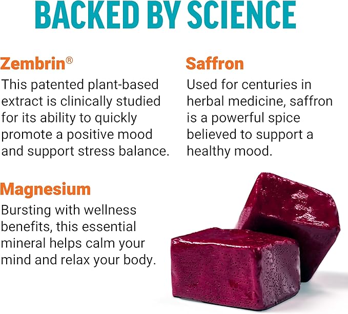 FORCE FACTOR Happy Mood Mood Support and Mood Balance Supplement to Support Happiness Positivity and Stress Made with Magnesium Saffron Zembrin Non-GMO Tropical Fruit Flavor 30 Soft Chews