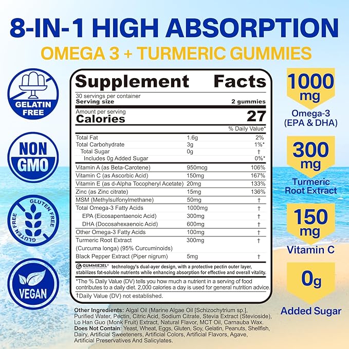 Vegan Omega-3 1000mg + Turmeric GABA Gummies