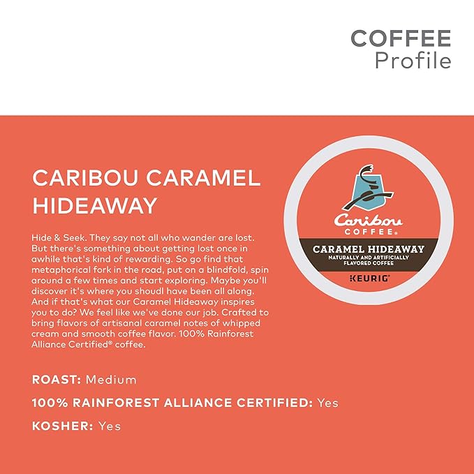 Caribou Coffee Caramel Hideaway Single-Serve Keurig K-Cup Pods Flavored Coffee 60 Count