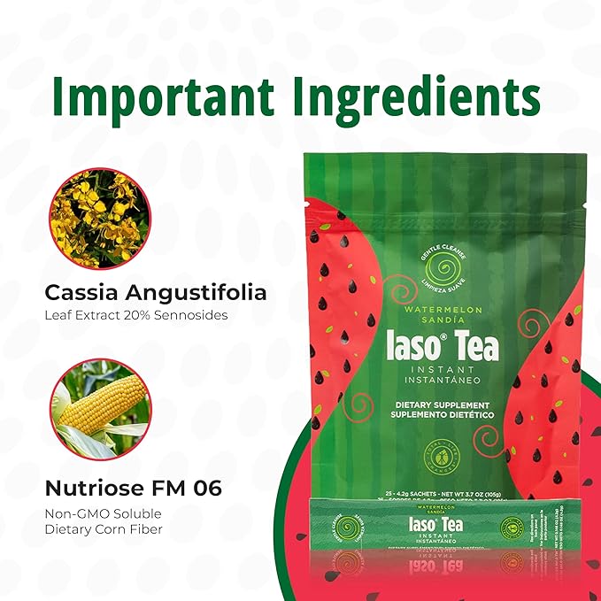 Iaso Instant Tea (Watermelon) - Refreshing Watermelon-Flavored Cleansing Tea Ideal for Daily Wellness - 25 Sachets