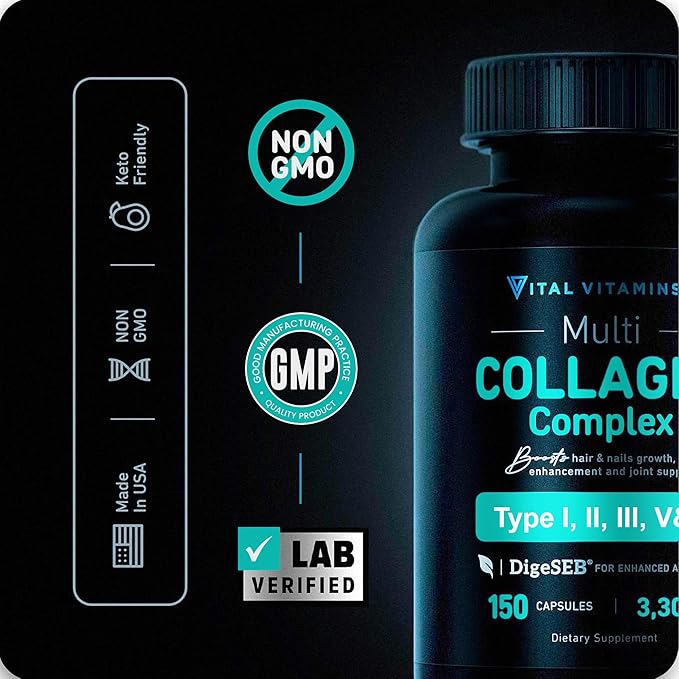 Vital Vitamins Multi Collagen Pills (150 ct) + Vegan Collagen Booster (60 ct)