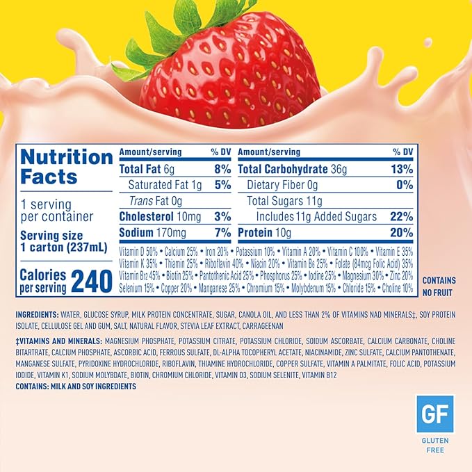 Carnation Breakfast Essentials Ready-to-Drink Creamy Strawberry 8 FL OZ Carton8 Fl Oz (Pack of 24)