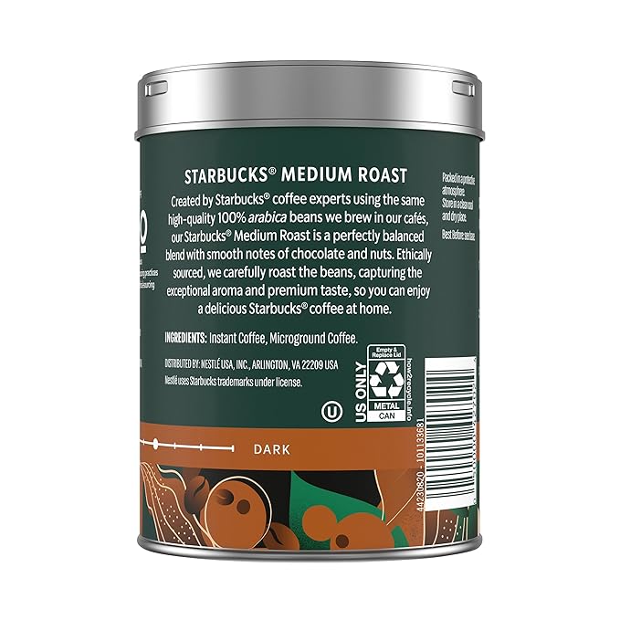 Starbucks Premium Instant Coffee Medium Roast Coffee Arabica Beans Three 3.17 oz Tins (Pack of 2)