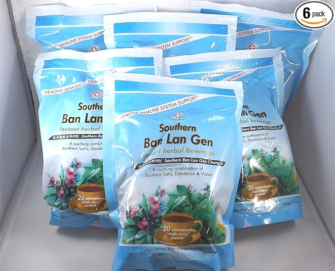 6 Pack! Ban LAN Gen Chong Ji Instant Herbal Beverage Tea Drink 6 x 20 Servings