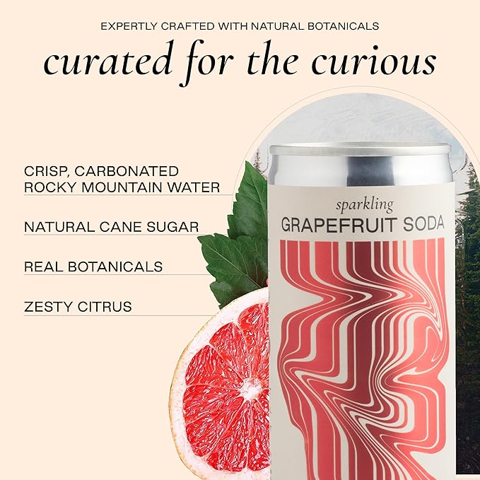 Strongwater Sparkling Grapefruit Soda - 12 Pack Cans (8.4 Fl Oz Each) - Premium Craft Cocktail Mixer Made with Rocky Mountain Water Grapefruit Sea Salt - Real Cane Sugar No Artificial Flavor
