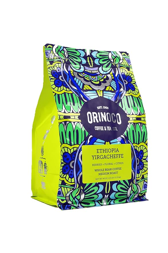 Orinoco Ethiopian Yirgacheffe 2.5lb bag Medium Roast Whole Bean Coffee 100% Arabica beans