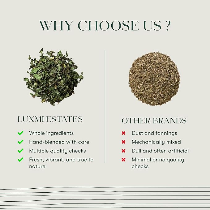 Luxmi Estates Organic Purely Peppermint 50 Tea Bags (100g/3.5oz) Pack | Caffeine Free | Biodegradable Tea Bags