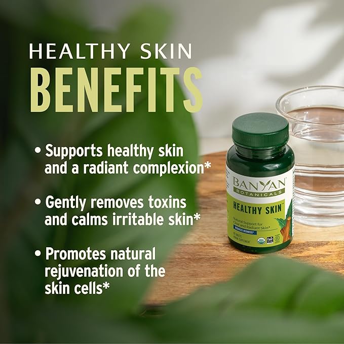 Banyan Botanicals Organic Healthy Skin – Internal Cleansing for Radiant Skin – with Neem &amp Manjistha for Smooth Texture &amp Systemic Soothing – 90 Tablets – USDA Organic