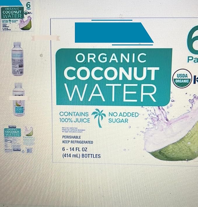 Organic Coconut Water 100% Pure Juice No Added Sugar 14 Fl Oz Pack of 6