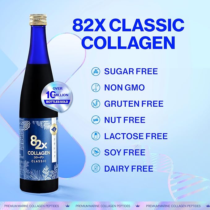 82X Classic Collagen - Marine Fish Tuna Collagen Peptides Liquid Drink for Skin Hair Nails from Japan with 82 Fermented Plants Vitamins Minerals &amp Supplements