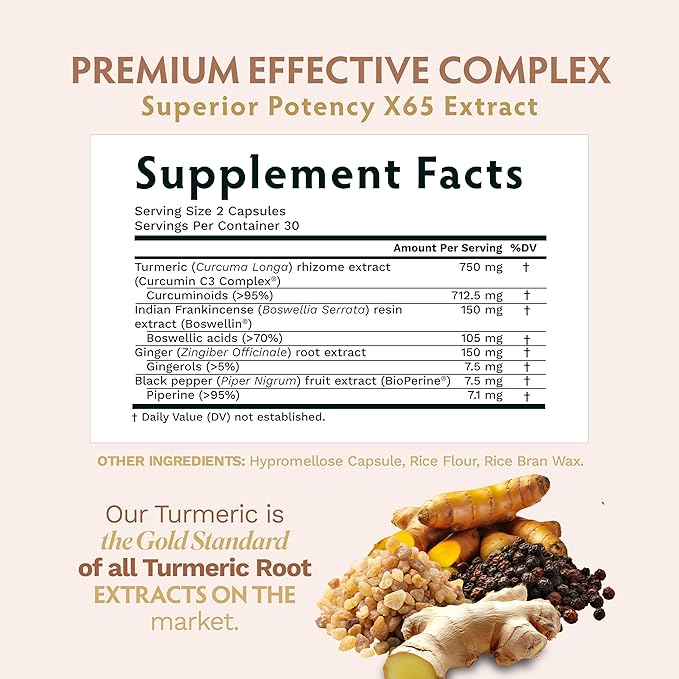 Turmeric Curcumin C3 Complex with BioPerine 1050mg - Natural Joint Support - 95% Curcuminoids &amp Black Pepper Extract for Ultra High Absorption &amp Potency - Non GMO - Gluten Free - 60 Vegan Caps