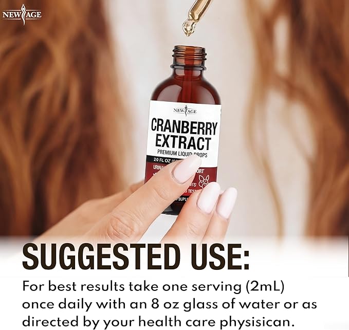 NEW AGE Cranberry Concentrate Liquid Drops – Cranberry Drops (Vaccinium macrocarpon) Extract – Urinary Tract &amp Bladder Support Antioxidant Protection – Vegan Alcohol-Free Sugar-Free – 8 fl oz