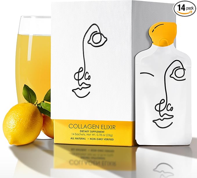 LEMON &amp CO. Liquid Collagen for Women | Collagen Water Mix with 5000mg Marine Collagen Peptides Organic Lemons &amp Vitamin C | Daily Elixir for Skin Nails Hair Gut | No Preservatives No Sug