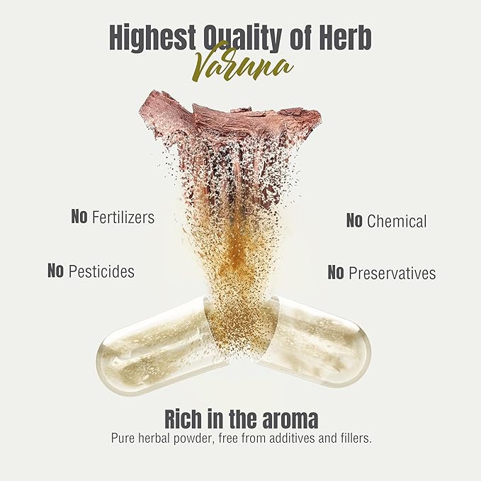 Herbsforever Varuna Nurvala Extract Capsules - Vegan &amp Gluten Free | Plant Based Supplement for Bladder &amp Kidney Function 800 mg per Capsules (60 Nos)