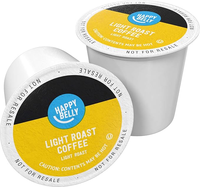Amazon Brand - Happy Belly Light Roast Coffee Pods Compatible with Keurig 2.0 K-Cup Brewers 100 Count