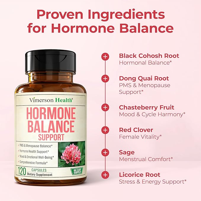 Hormone Harmony for Women with Black Cohosh Dong Quai &amp Red Clover – Natural Hormone Balance For Women of All Ages – Supports PMS Menopause &amp Mood – Women’s Hormone Balance Supplement – 120