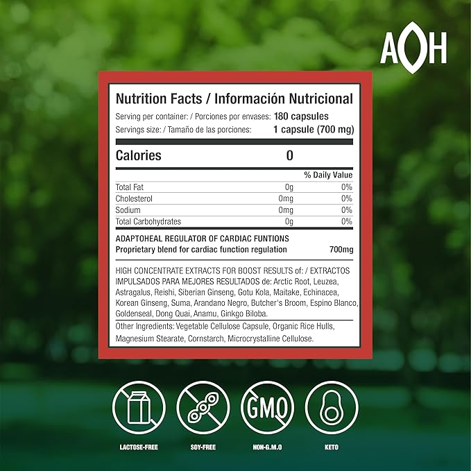 ADAPTOHEAL Blood Pressure Support Supplement with Astragulus Ginkgo Biloba Rhodiola Rosea Reishi Mushroom (180 Capsules)