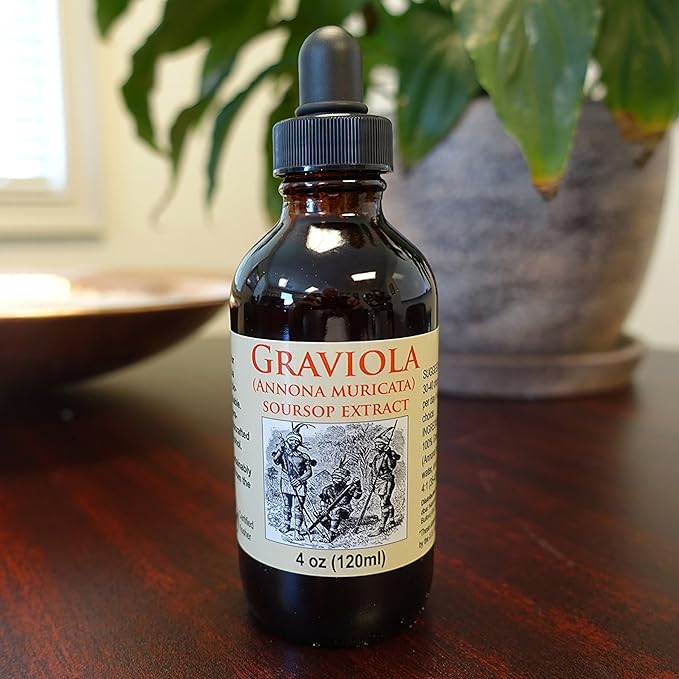 Organic Graviola Liquid Soursop Extract 4 oz Wildcrafted Tincture (Annona Muricata) : Immune System Booster (4oz)