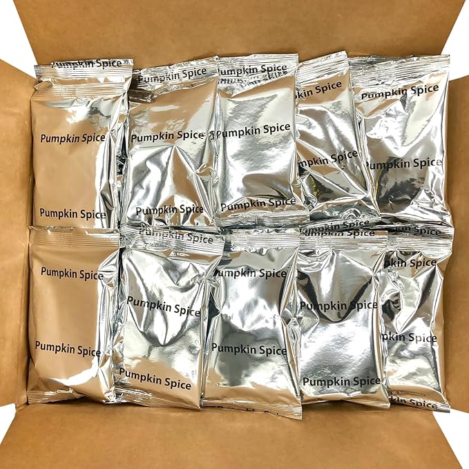 Sarasota Coffee Ground Packets | Gourmet Flavored Medium Roast Bulk Coffee Packs | Pumpkin Spice | Low Acid Mold Free Singles Individual Pouches for 12 Cups Maker | 2 Ounce Bags 36 Count