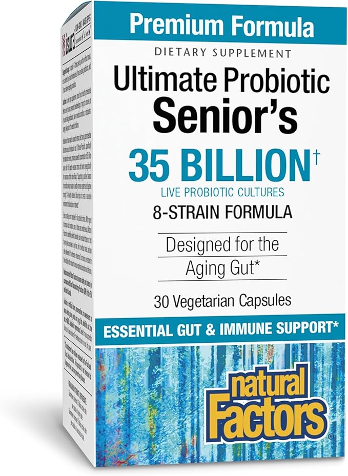Natural Factors Ultimate Probiotic Senior's - Senior Supplement for Digestive &amp Immune Health - 35 Billion CFUs - Non-GMO &amp Gluten-Free - 30 Capsules (30 Servings)