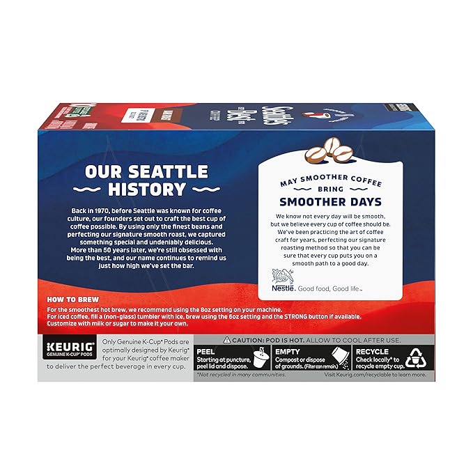Seattle’s Best Coffee Dark Roast K-Cup Coffee Pods 6th Ave Bistro 100% Arabica 6 Boxes (60 Pods Total)