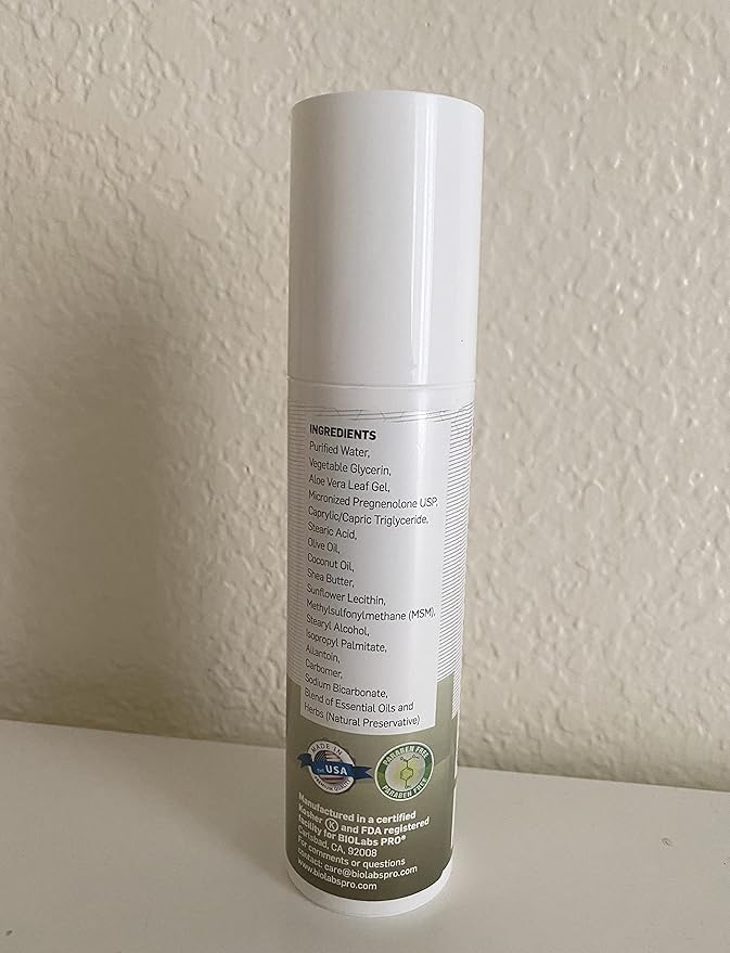 BIOLABS PRO Pregnenolone All Natural Bioidentical Pregnenolone 2.5% Maximum Strength Two-Month Supply (Unscented - 3oz)