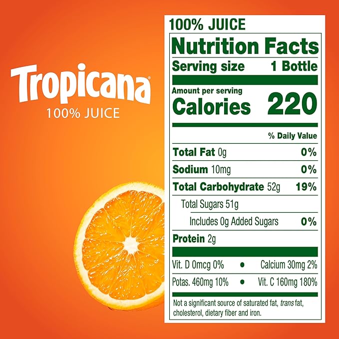 Tropicana 100% Juice Orange Blend Single Serve 15.2 fl oz Bottles (Pack of 12) - Real Fruit Juice Vitamin C Rich No Added Sugars No Artificial Flavors