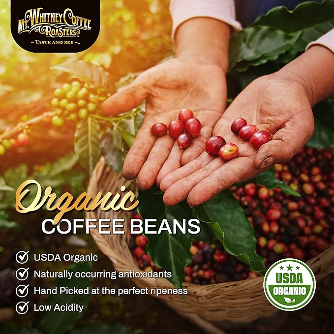 Mt. Whitney Organic Papua New Guinea Medium Dark Roast Low Acid Coffee (Whole Bean 5Lb)